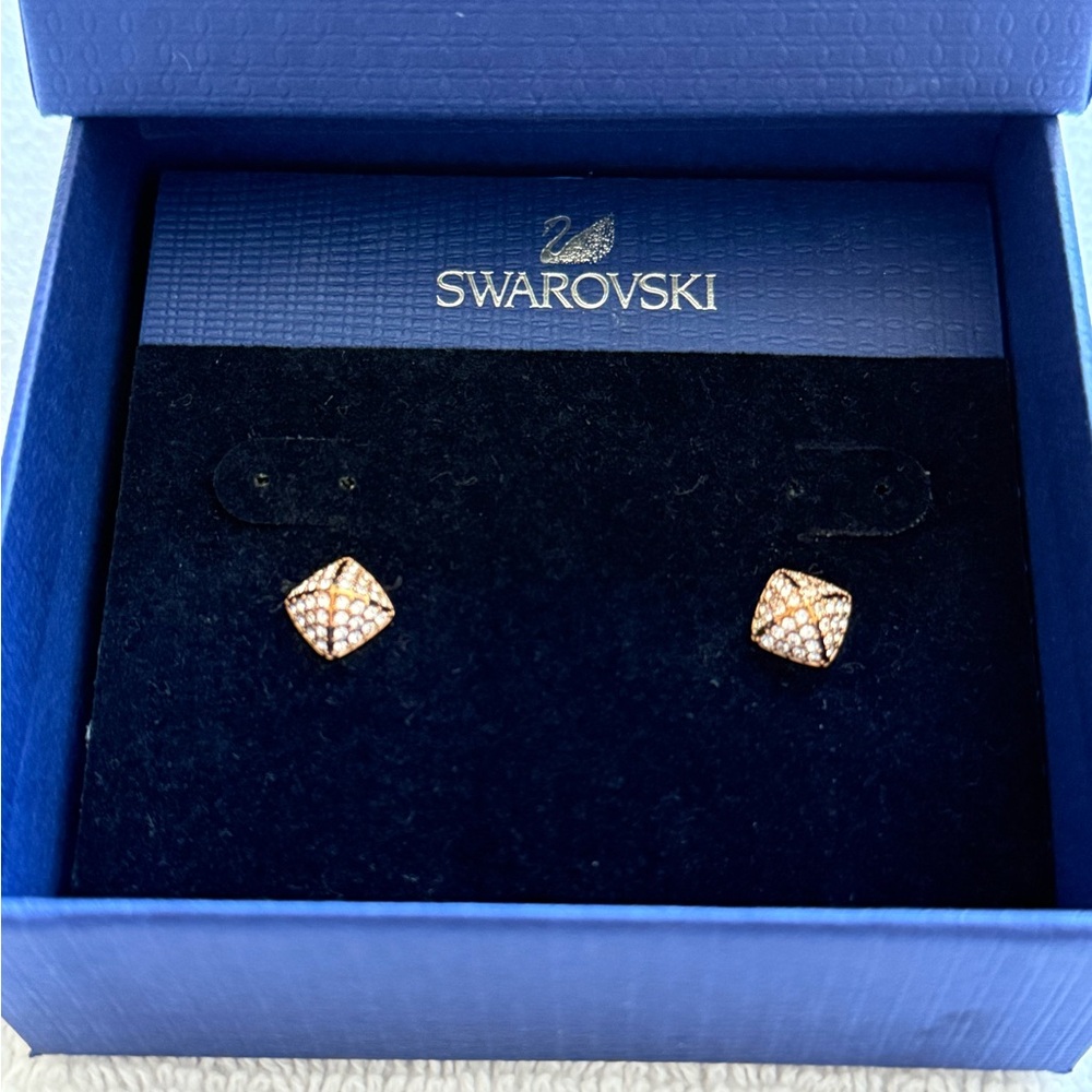 Swarovski Gold Geometric Stud Earrings